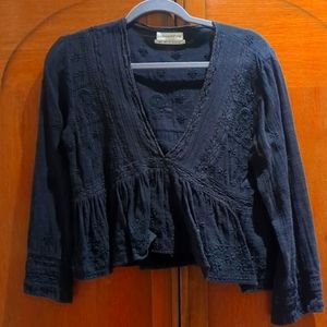 UO Bohemian lace and embroidered top Sz M